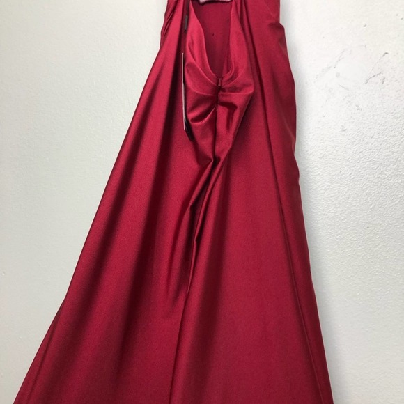 LA FEMME 26141 Burgundy High Neck Low back Gown - Picture 9 of 16